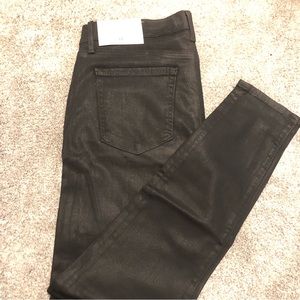 NWT LOFT Coated Skinny Slim Pockets Jeans in Black